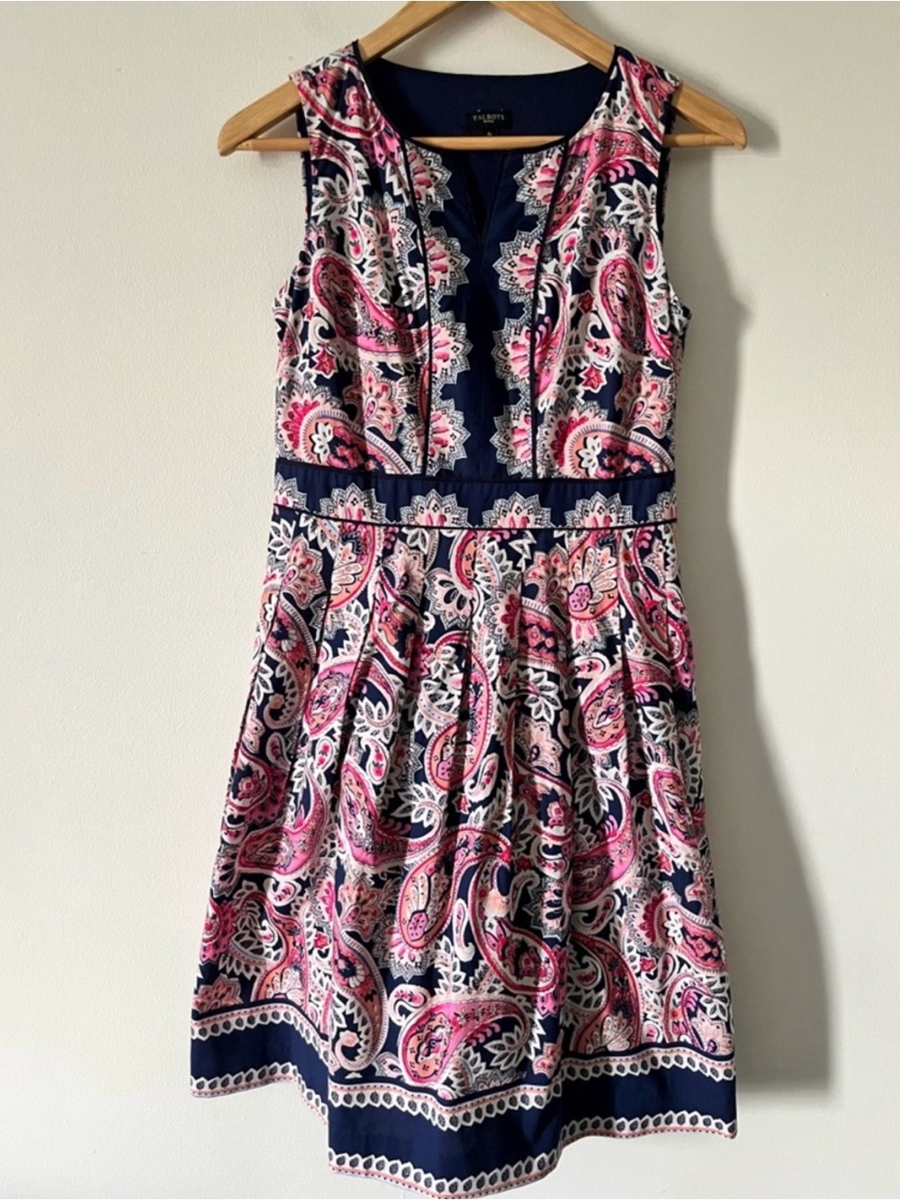 Talbots Navy  Pink Paisley Dress  4P